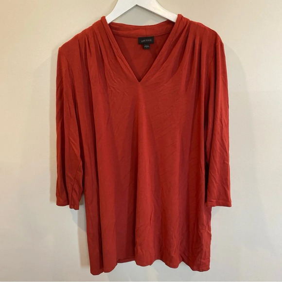 J Jill Everywear Collection V Neck Red Large 3/4 Sleeve - Picture 1 of 4